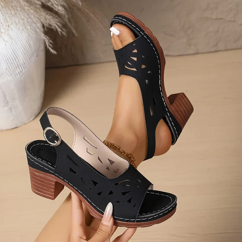 Virexo™ | Sandali con Zeppa in Vera Pelle e Triplo Supporto Plantare