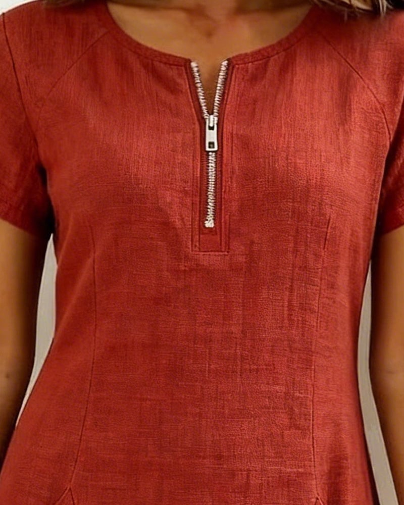 Solea™ | Abito in Cotone e Lino con Zip e Tasche