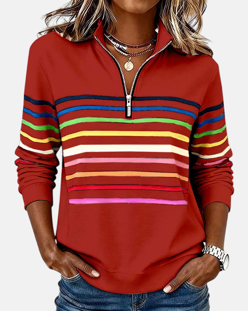 ARIELLA™|FELPA A RIGHE ZIP