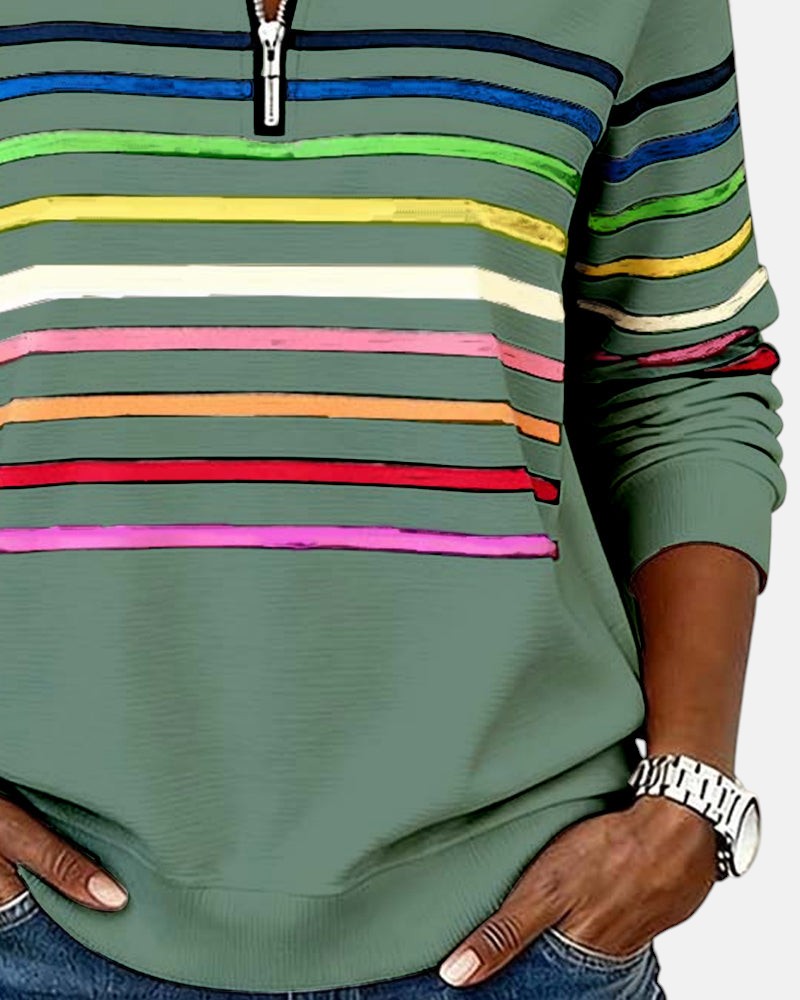 ARIELLA™|FELPA A RIGHE ZIP