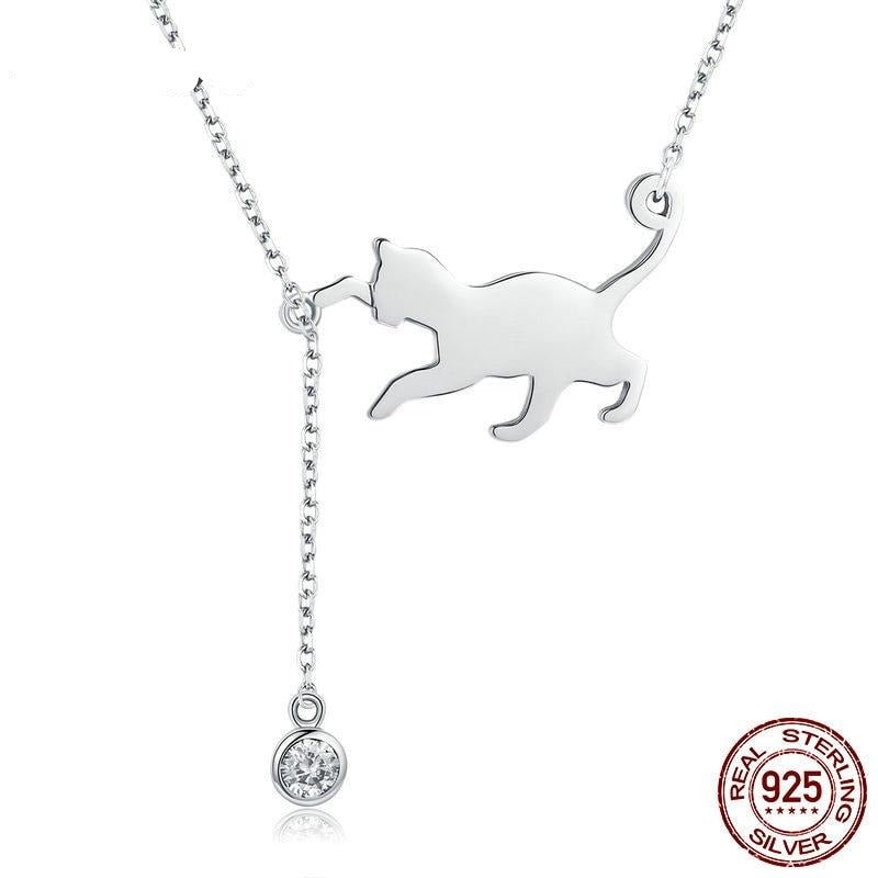 Collana con ciondolo a catena con gatto carino