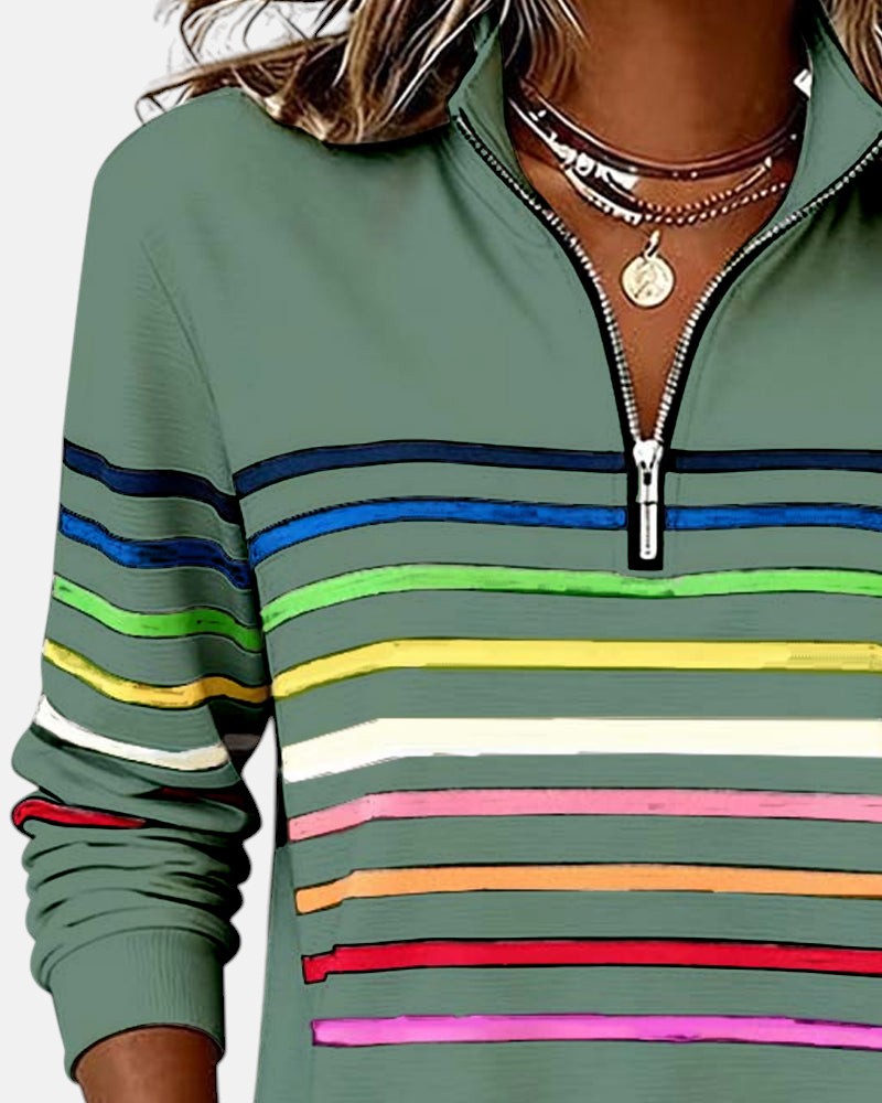 ARIELLA™|FELPA A RIGHE ZIP
