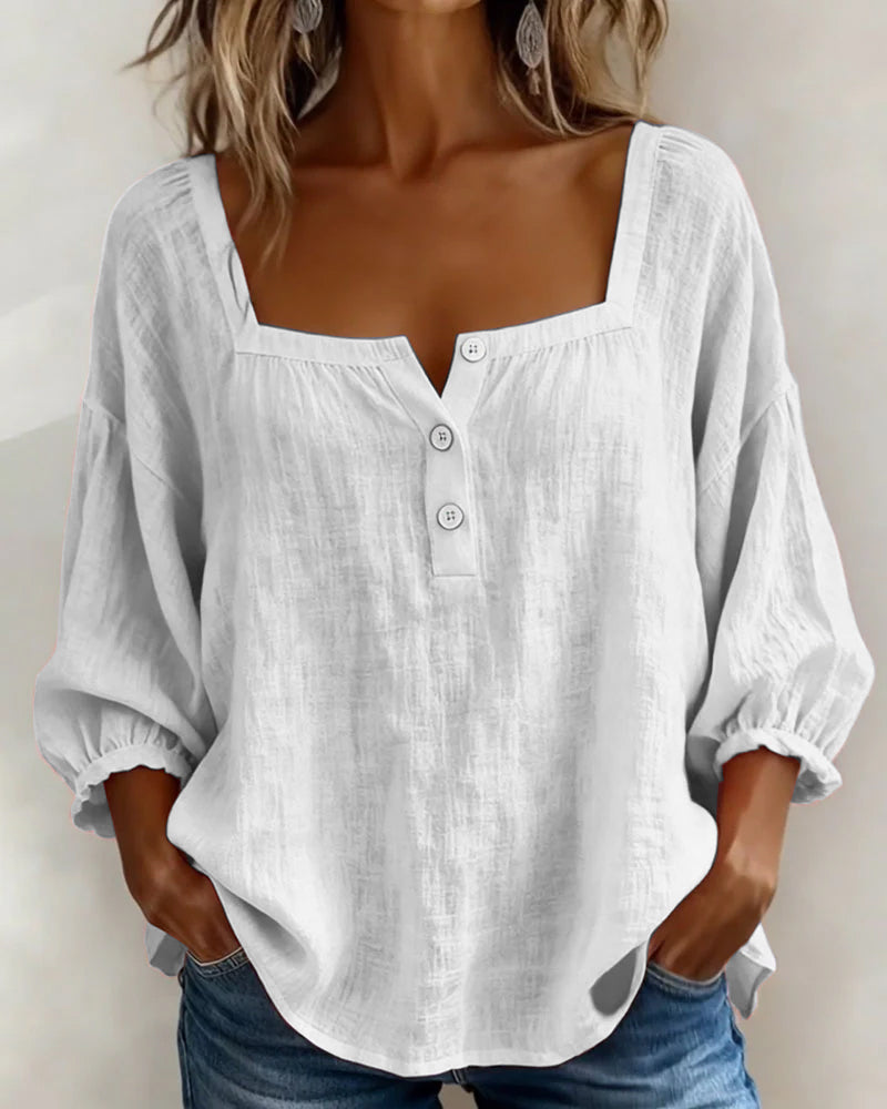 Livia™ | Blusa con scollo quadrato e maniche morbide