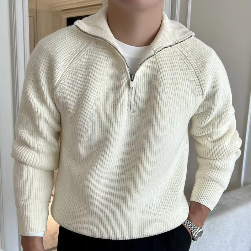 Lino – Maglione di cotone con zip a quarto