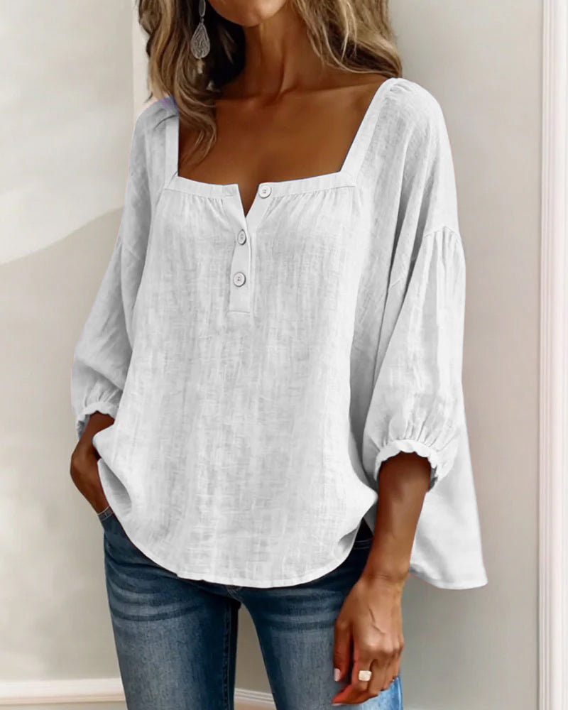Livia™ | Blusa con scollo quadrato e maniche morbide