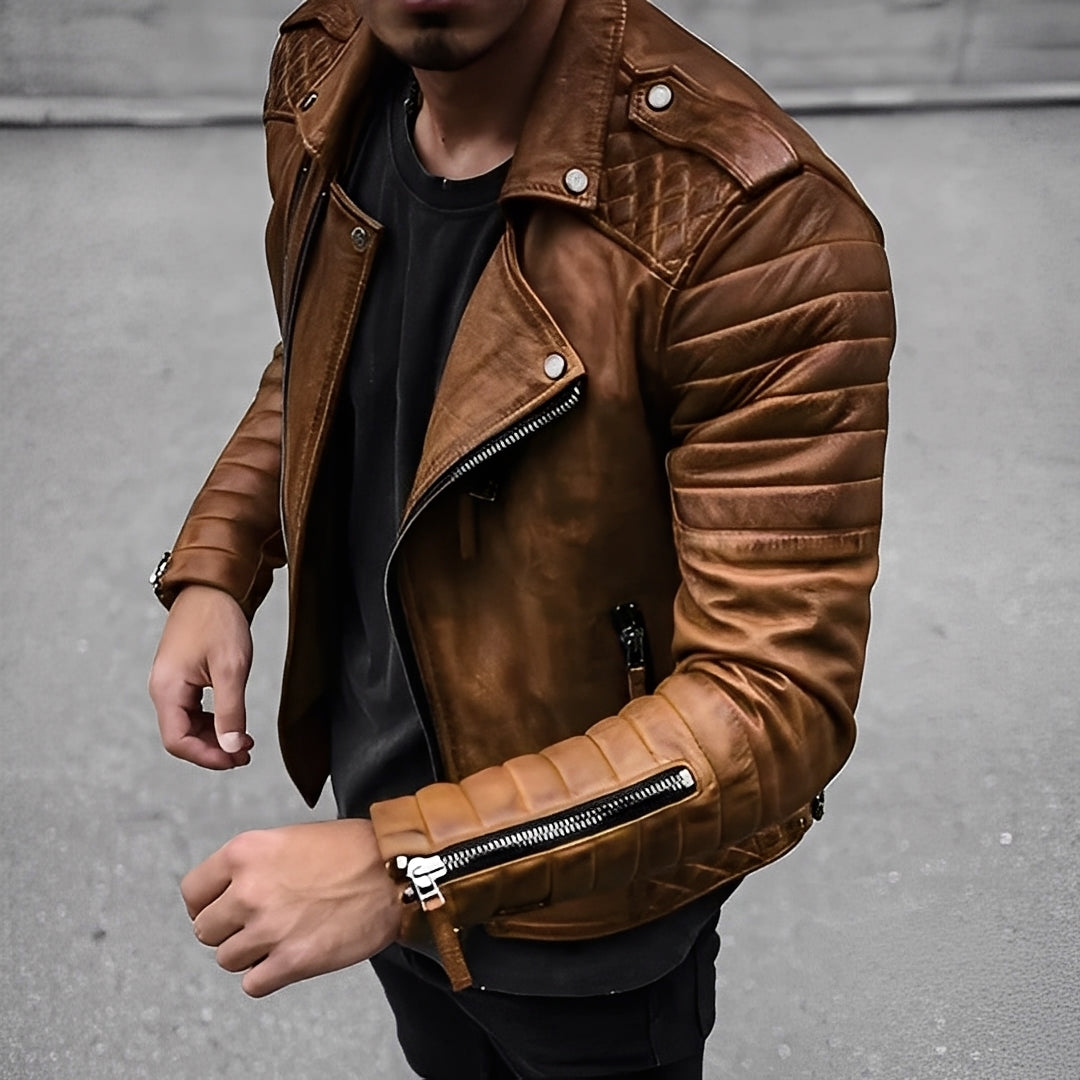 Easton - Giacca in pelle retrò per uomo dal design elegante