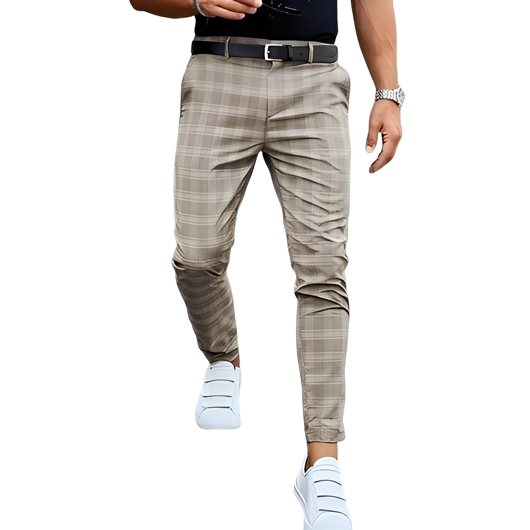 Deacon - Pantaloni Slim-Fit Casual con Motivo a Quadri per Uomini