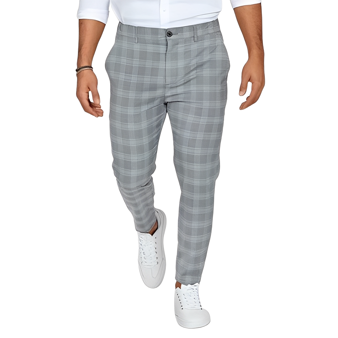 Deacon - Pantaloni Slim-Fit Casual con Motivo a Quadri per Uomini