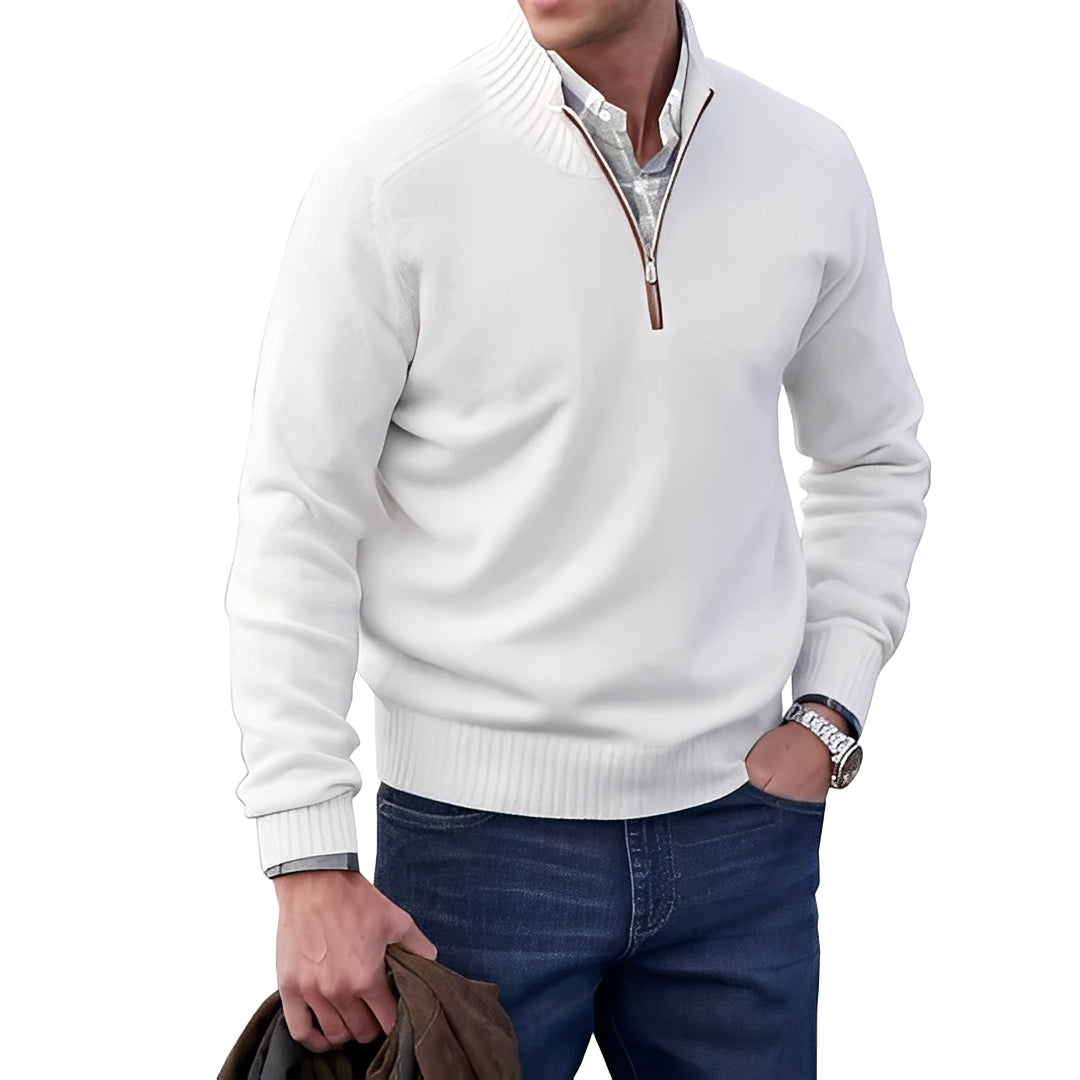 Merrill - Maglione in lana casual con zip per uomo