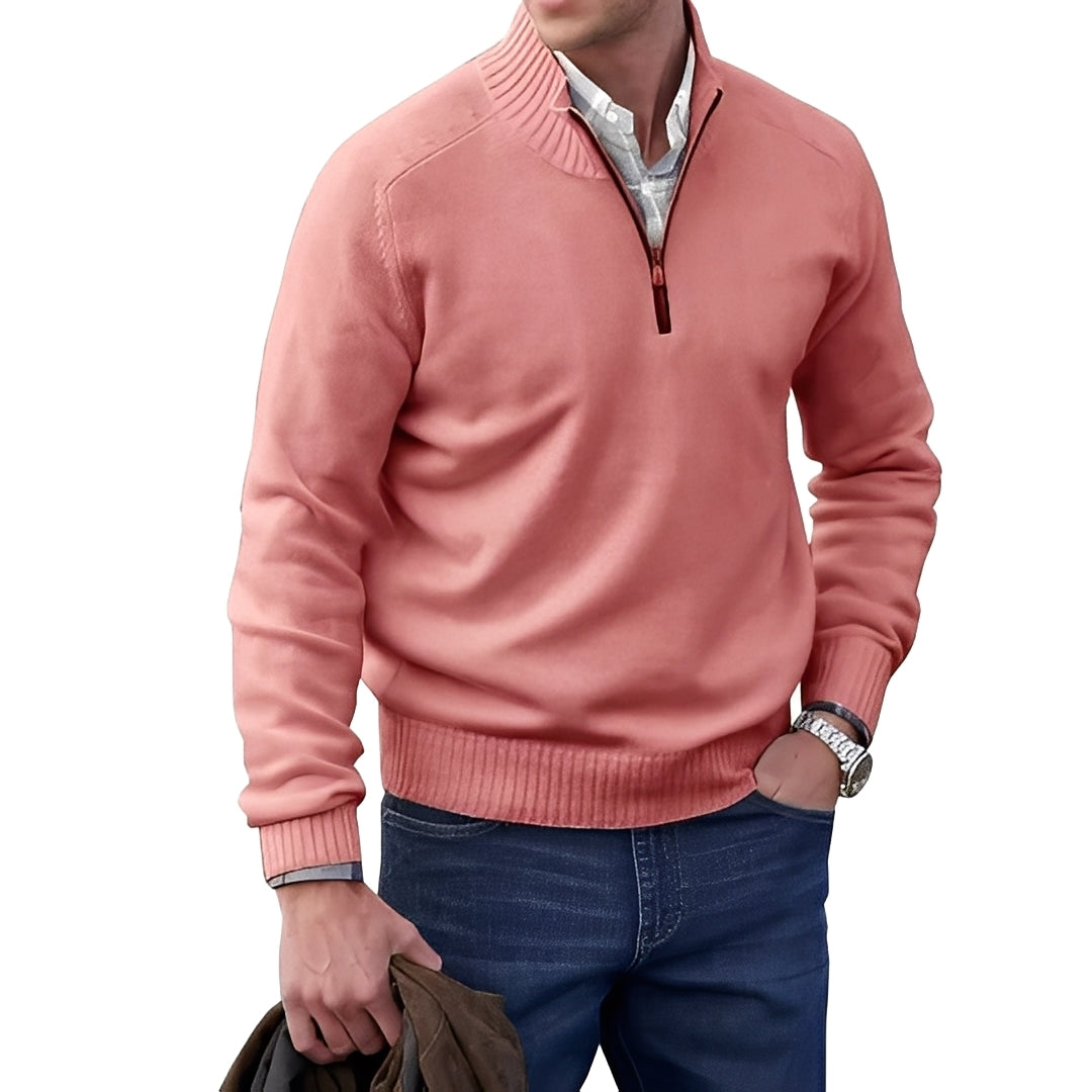 Merrill - Maglione in lana casual con zip per uomo