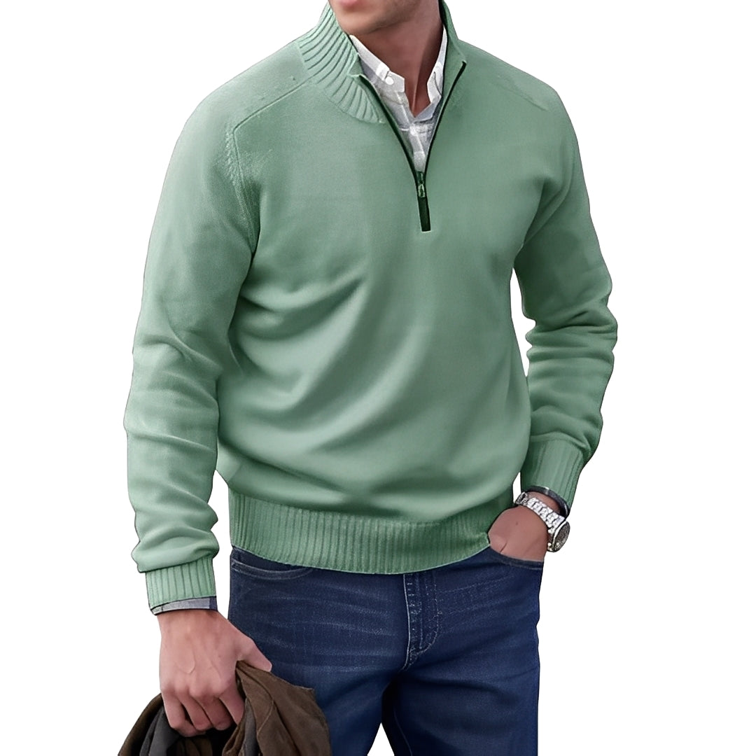 Merrill - Maglione in lana casual con zip per uomo