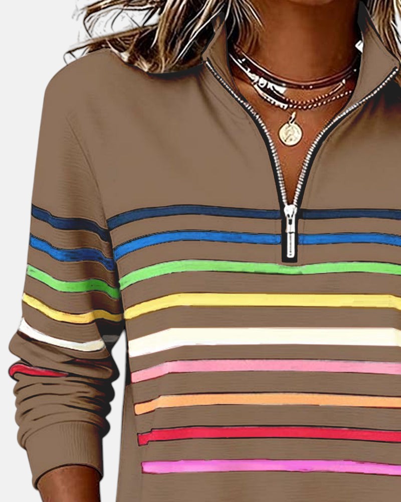 ARIELLA™|FELPA A RIGHE ZIP