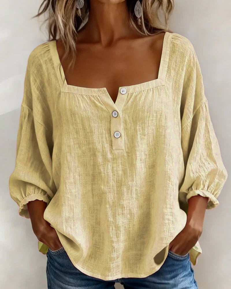 Livia™ | Blusa con scollo quadrato e maniche morbide