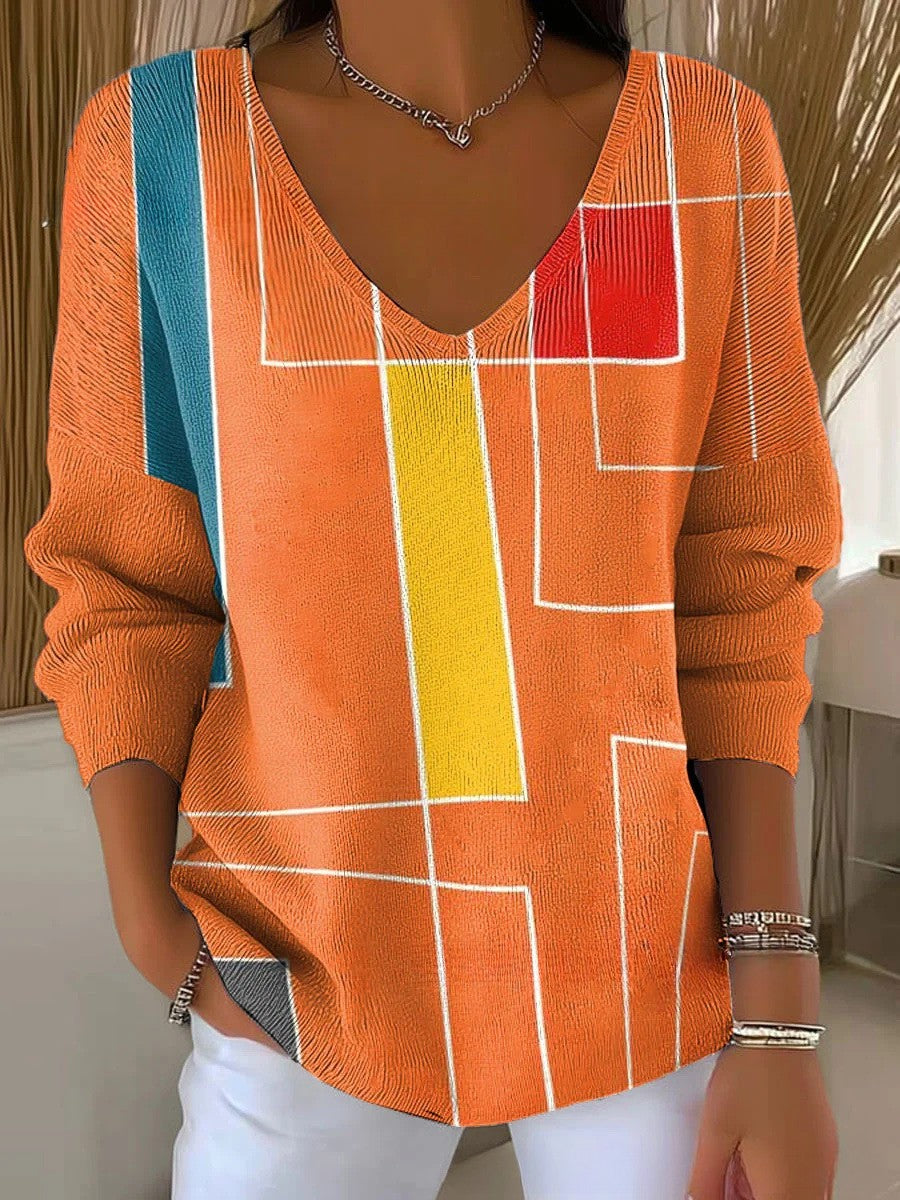 Béatrice – Pull coloré avec col en V