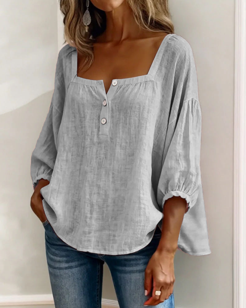 Livia™ | Blusa con scollo quadrato e maniche morbide