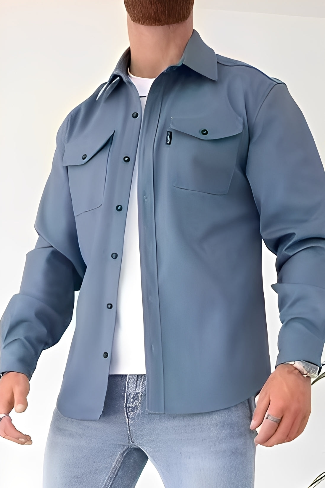 David - Camicia casual con tasche per uomini