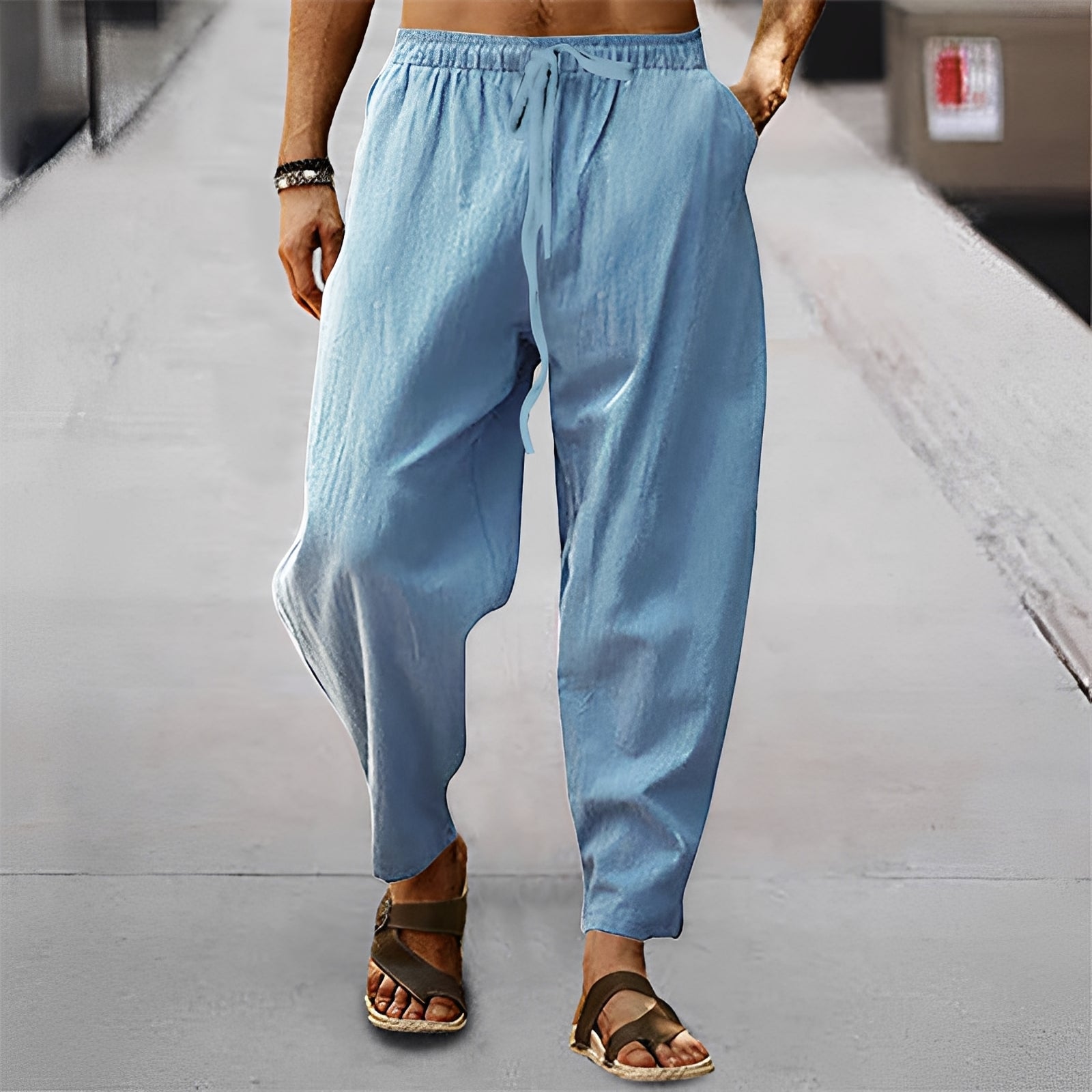 Jaxson - Leggeri Pantaloncini da Spiaggia in Lino per Uomo