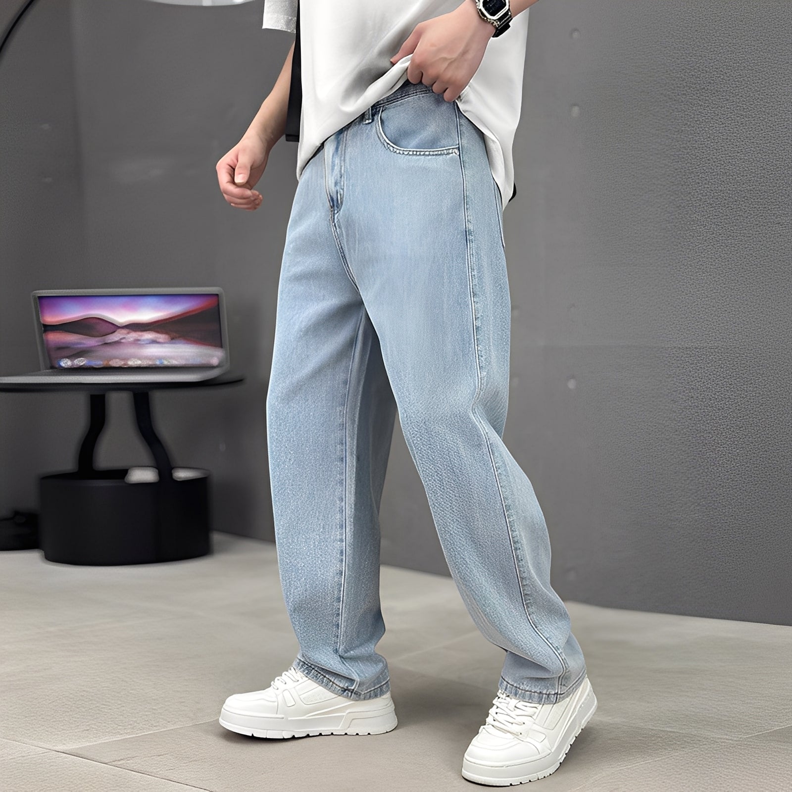 Wendell - Jeans eleganti con gamba larga per uomini