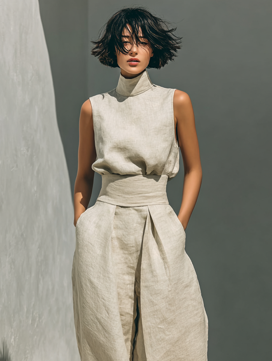 Chiara™ | Completo Minimal in Cotone e Lino