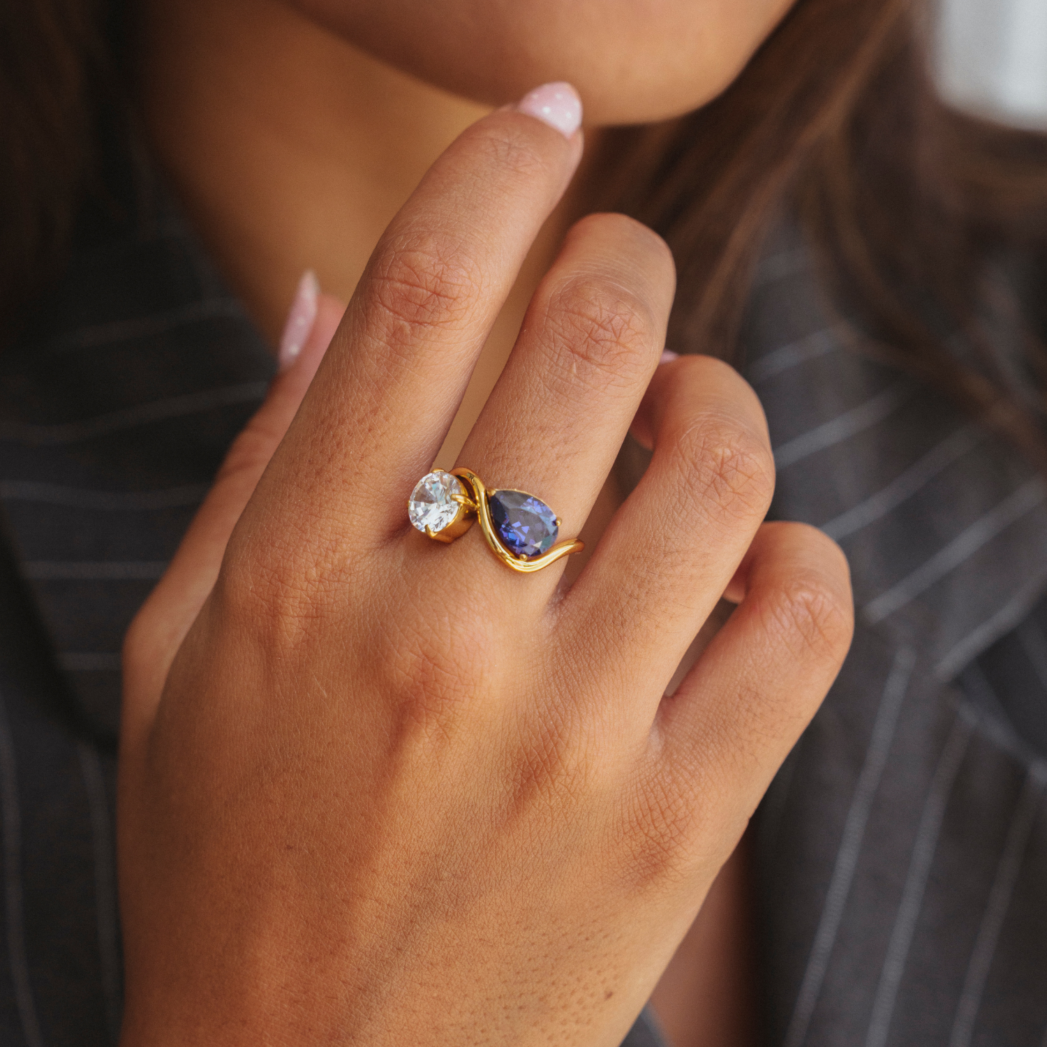 Anello Cobalt Placcato Oro.