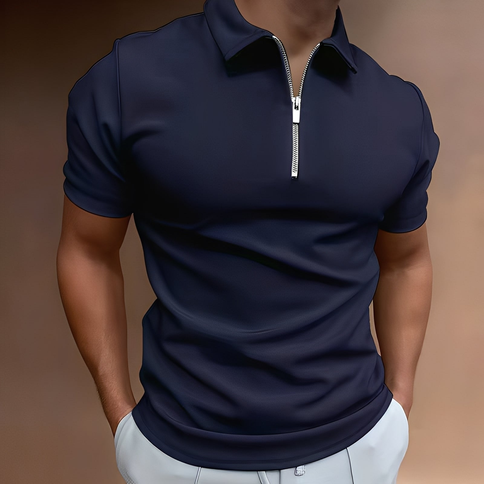 Hubert - Stiloso Polo con Zipper per Uomini