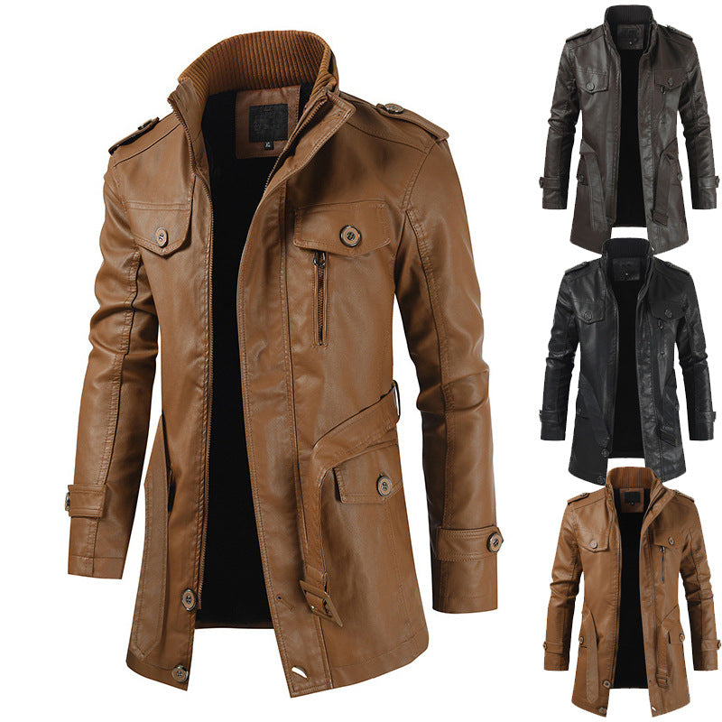 Garry - Lungo Cappotto in Pelle Scamosciata per Uomini