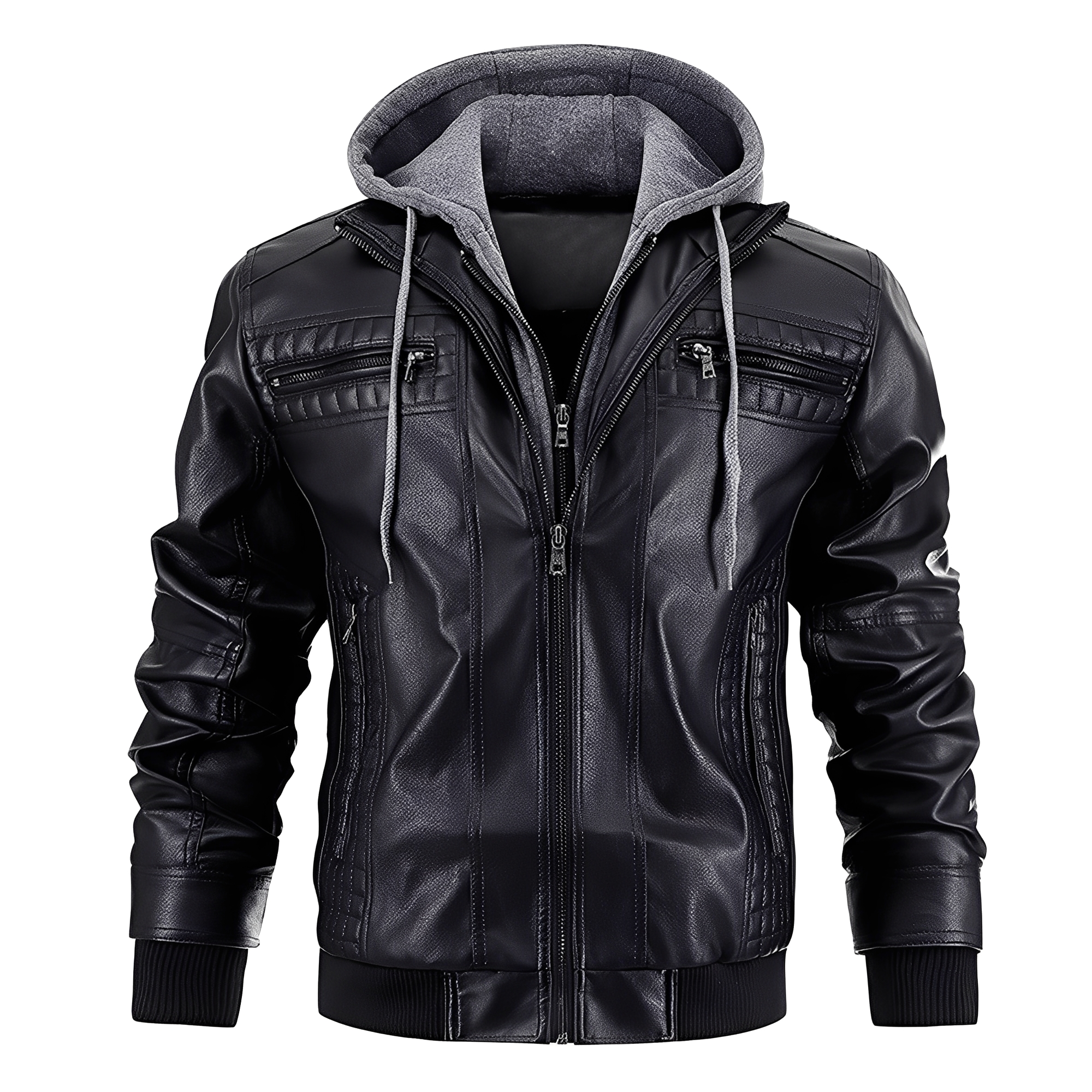 Everard - Giacca moto classica con cappuccio per uomo