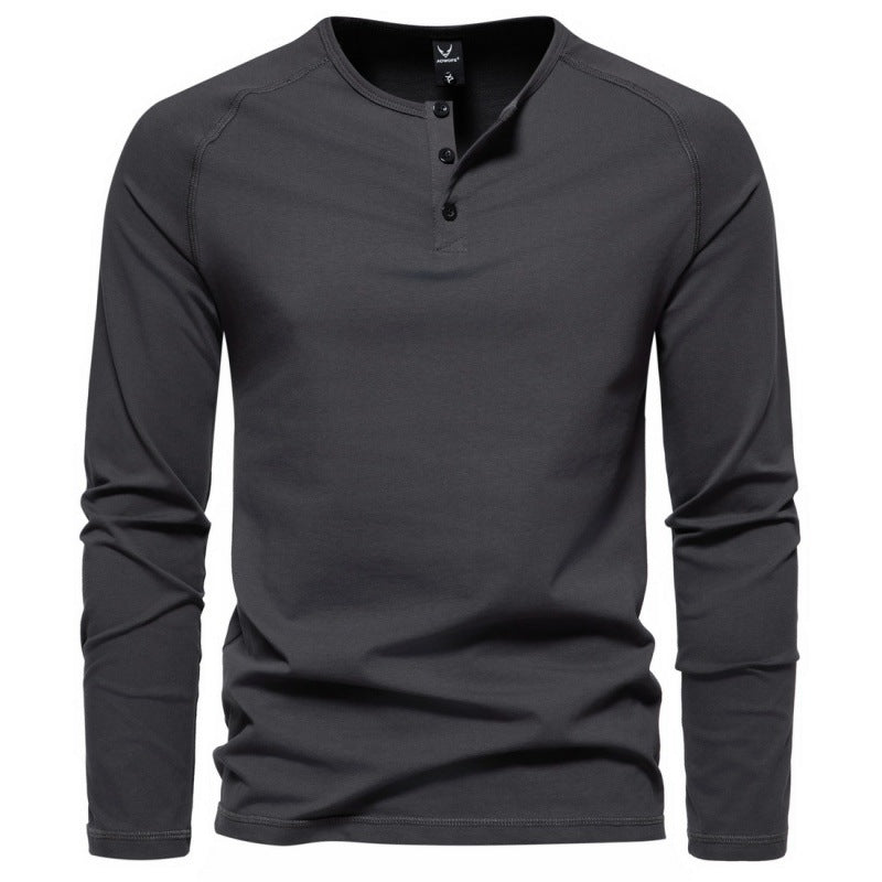 Malcom - Camicia casual semplice a maniche lunghe per uomo
