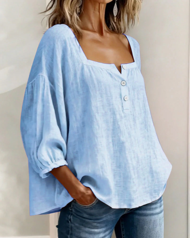 Livia™ | Blusa con scollo quadrato e maniche morbide