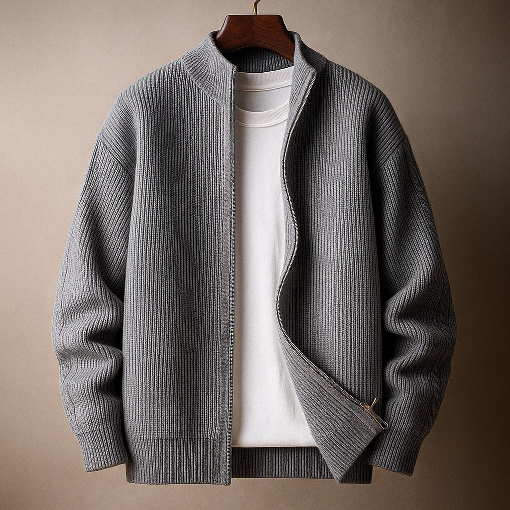 SILVORO | MAGLIONE A COSTE CON ZIP PER UOMO