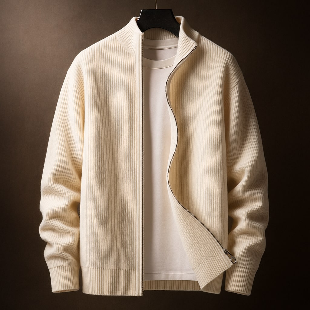 SILVORO | MAGLIONE A COSTE CON ZIP PER UOMO