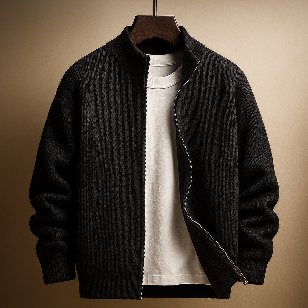 SILVORO | MAGLIONE A COSTE CON ZIP PER UOMO