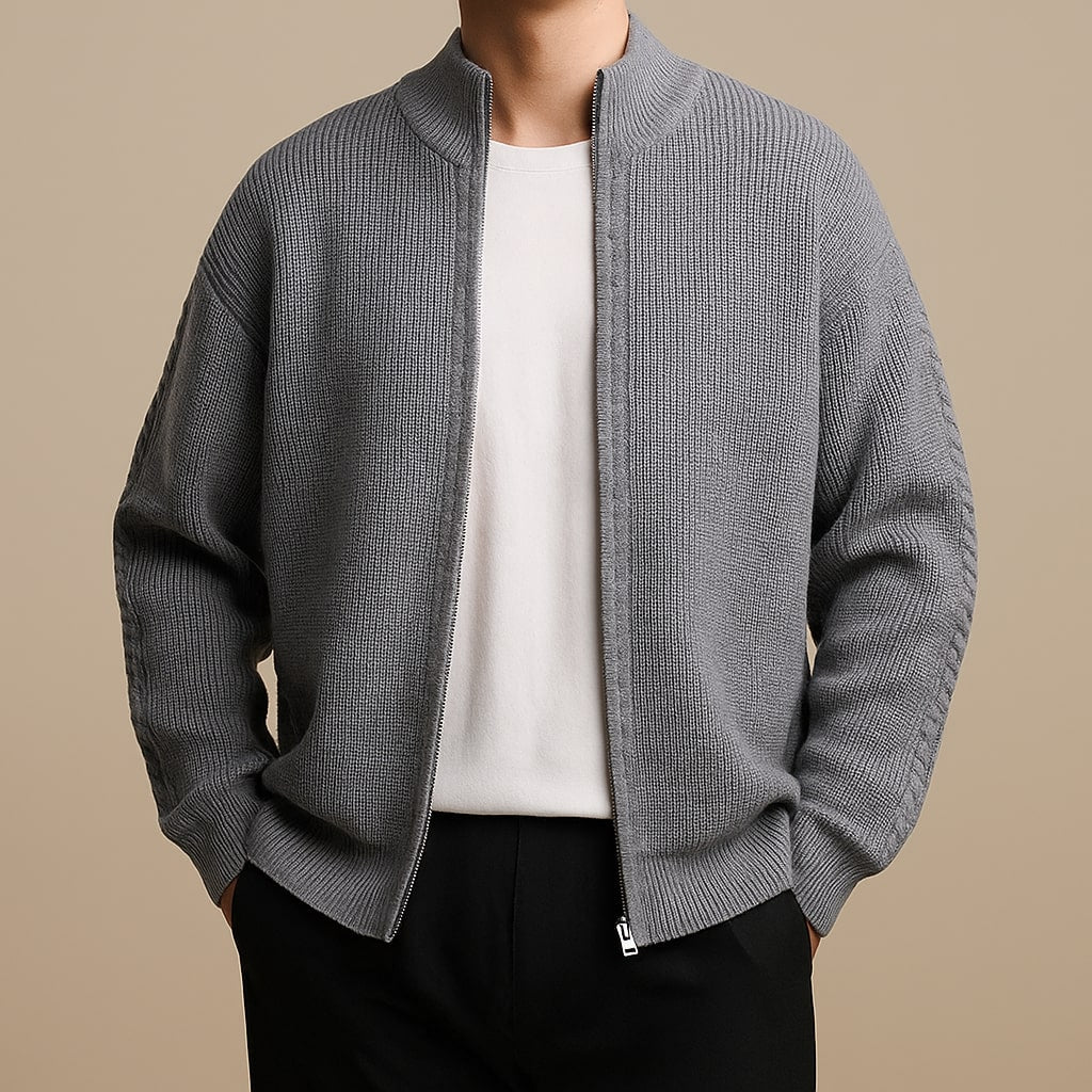 SILVORO | MAGLIONE A COSTE CON ZIP PER UOMO