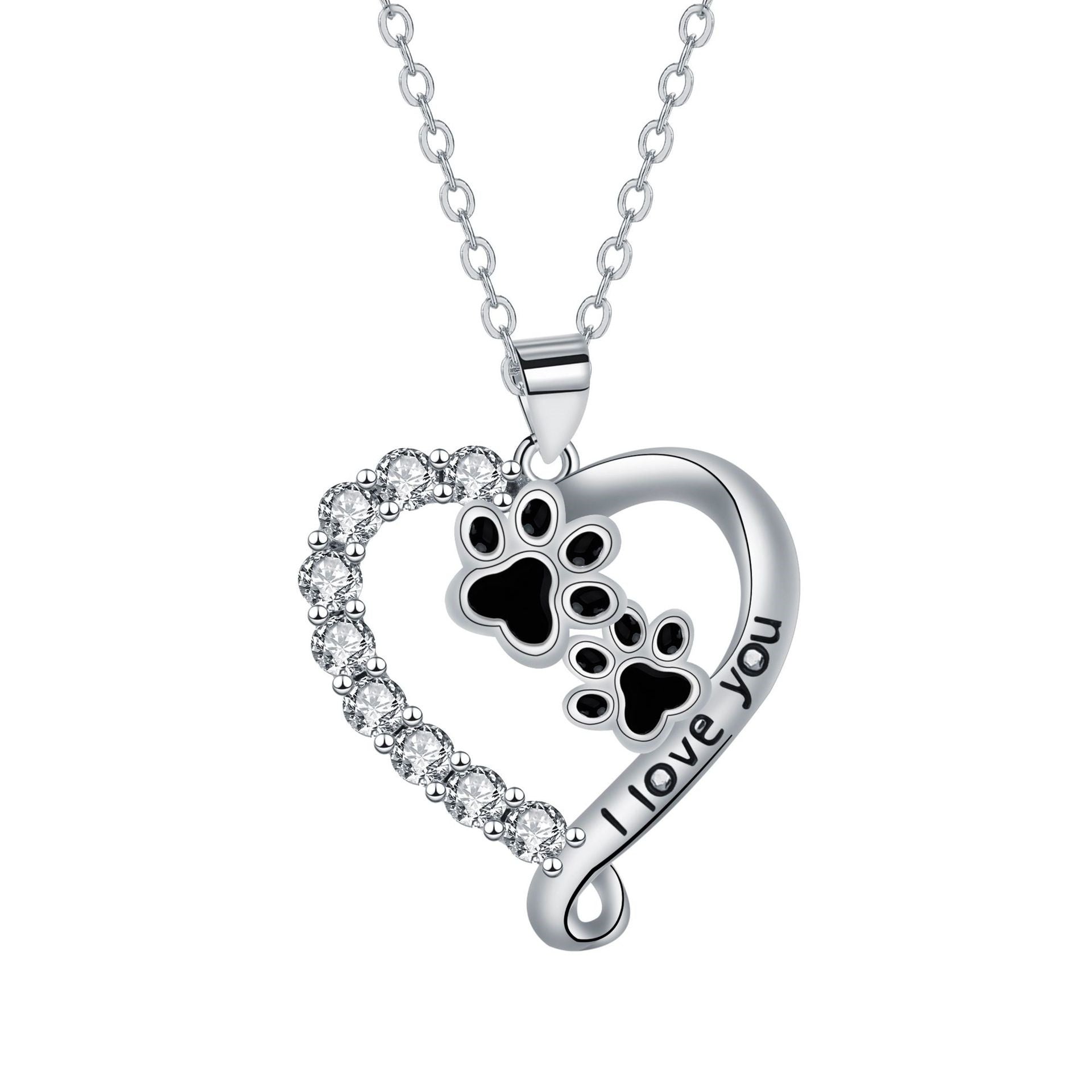 Collana con ciondolo a forma di cuore e zampa