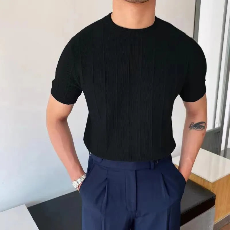 Sokka - Maglietta casual a coste per uomo