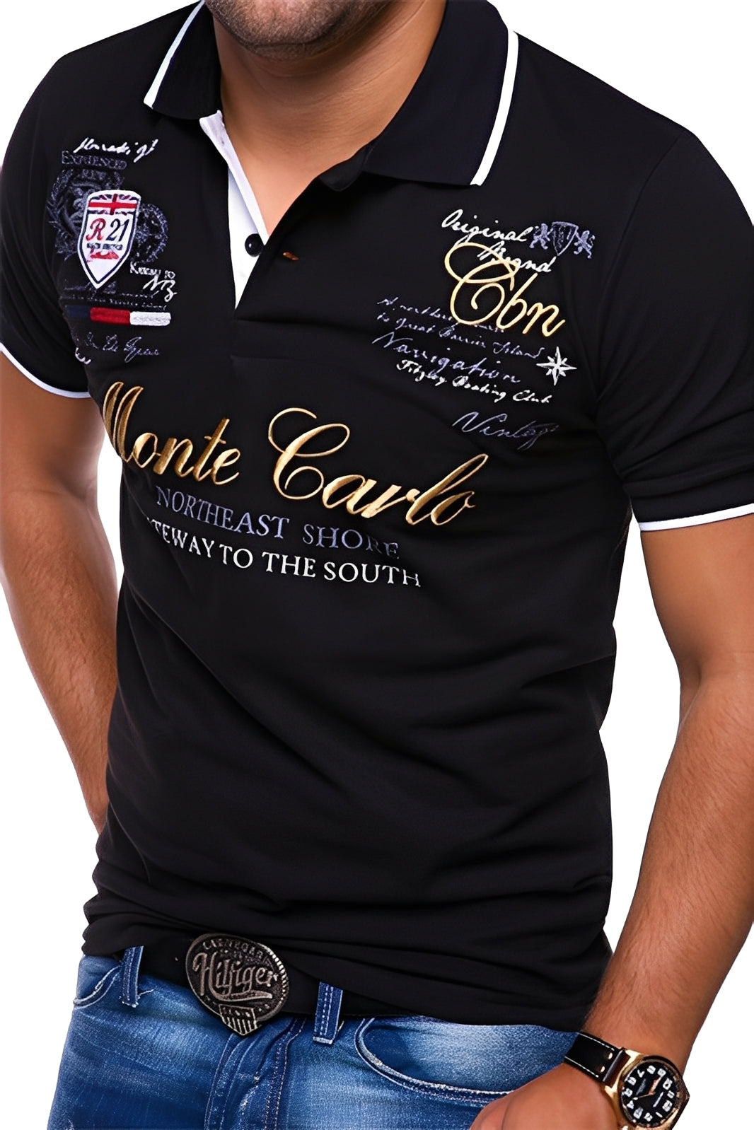 Brent - Polo casual con stampa per uomini