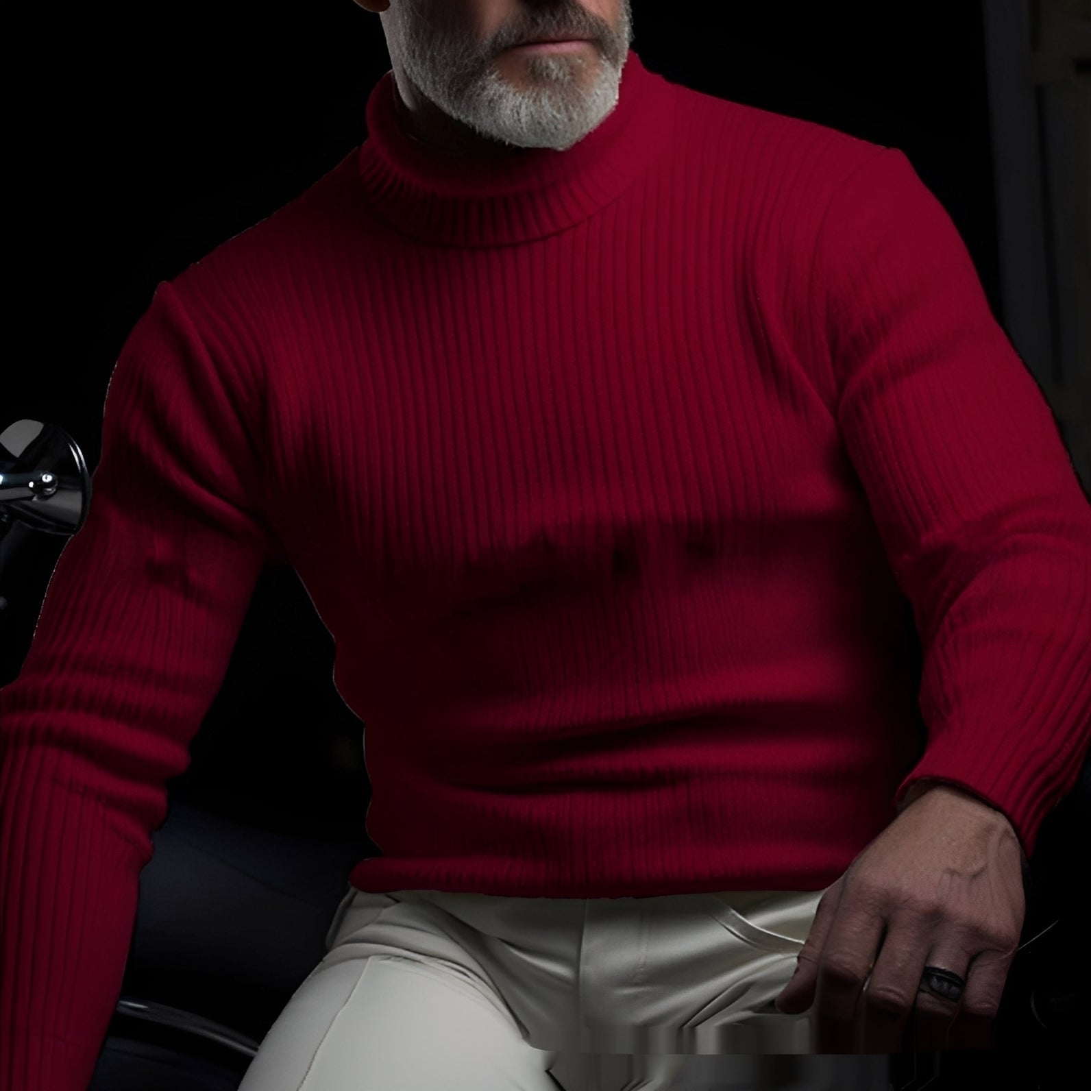 Randolf - Elegante, semplice maglione a collo alto per uomo