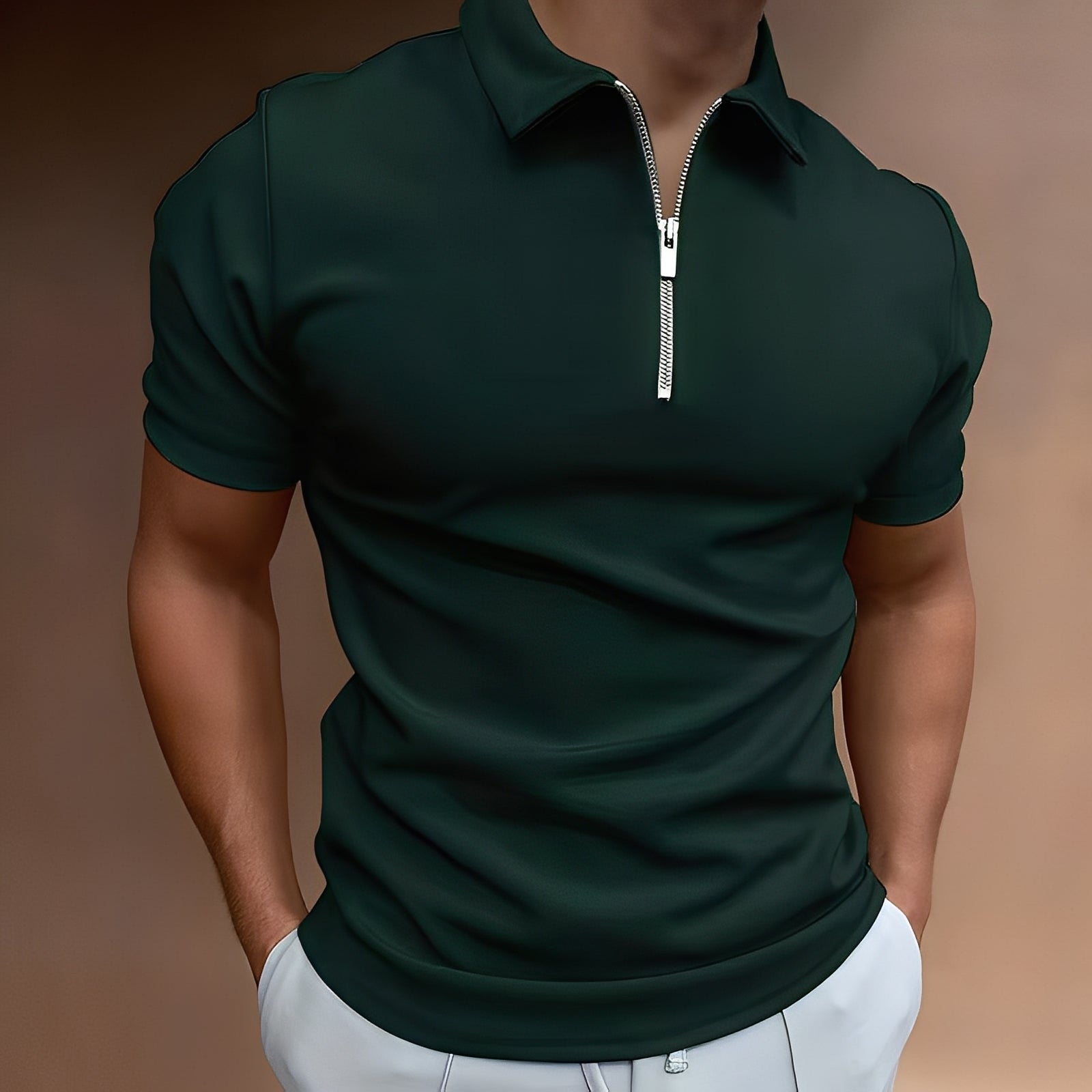 Hubert - Stiloso Polo con Zipper per Uomini