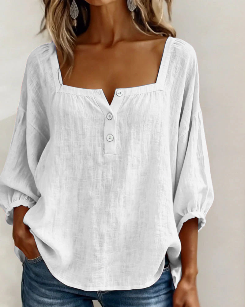 Livia™ | Blusa con scollo quadrato e maniche morbide