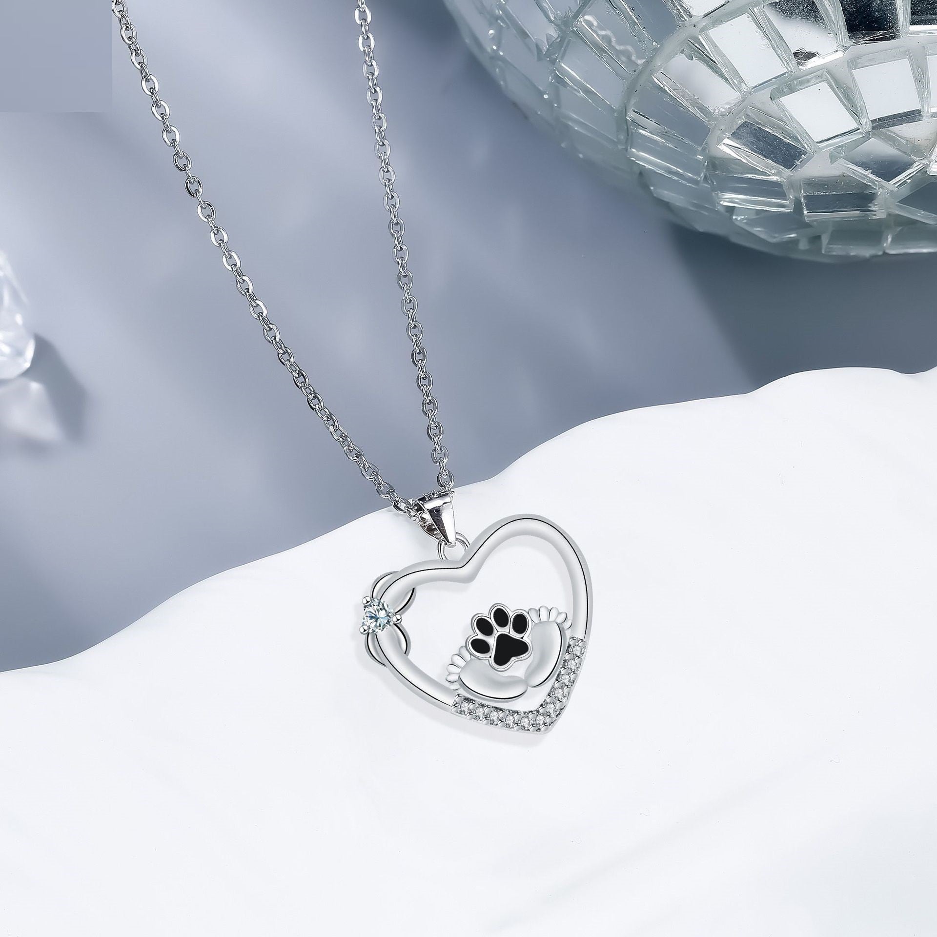 Collana con impronta di zampa di cane Little Feet e zirconi