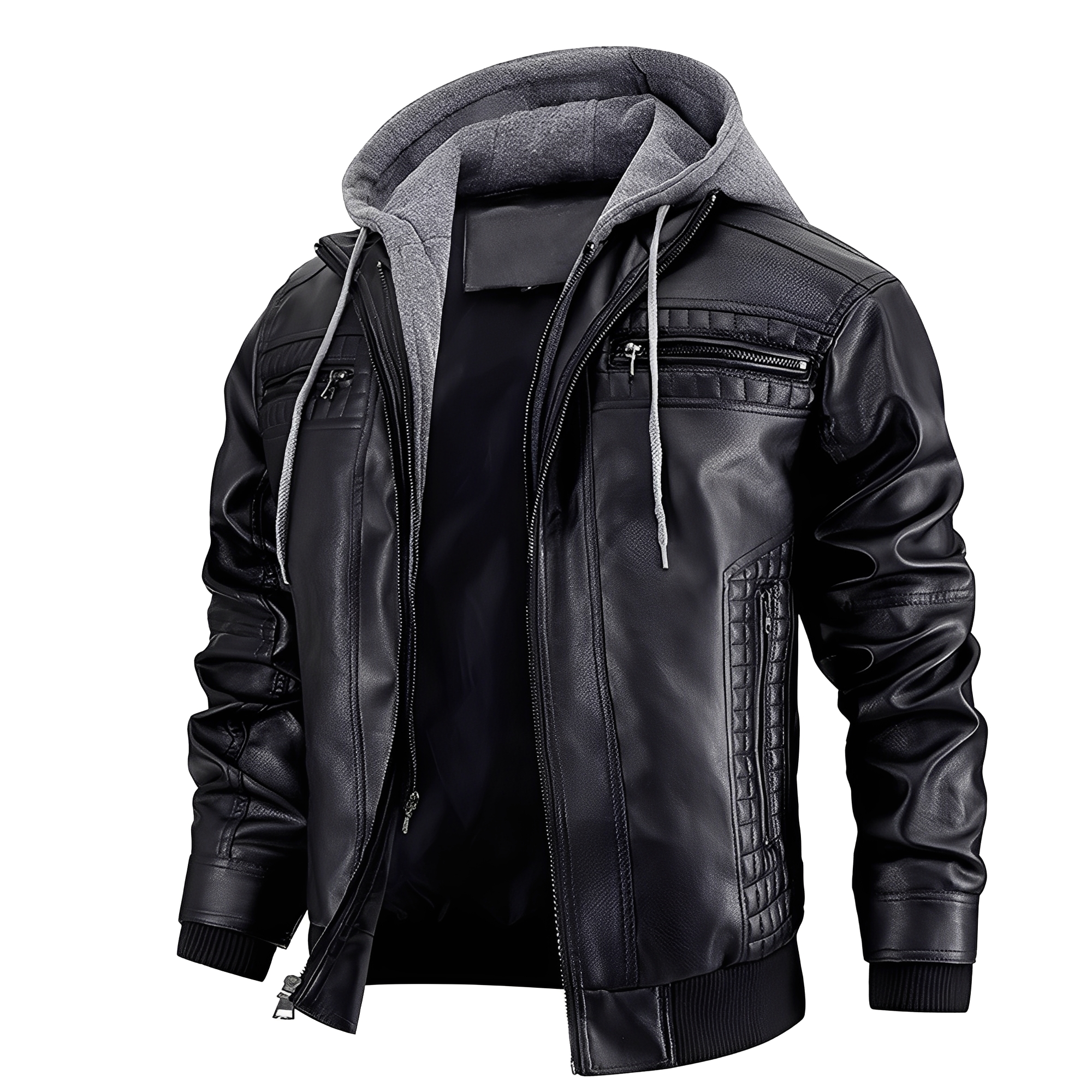 Everard - Giacca moto classica con cappuccio per uomo
