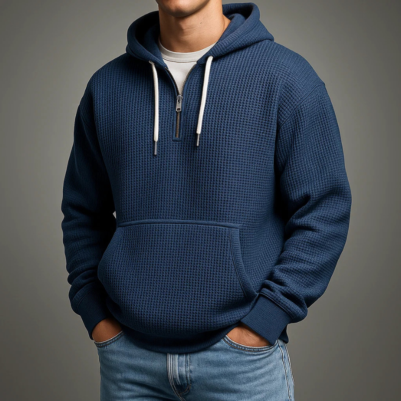 SILVORO | FELPA CON CAPPUCCIO A MAGLIA WAFFLE DA UOMO