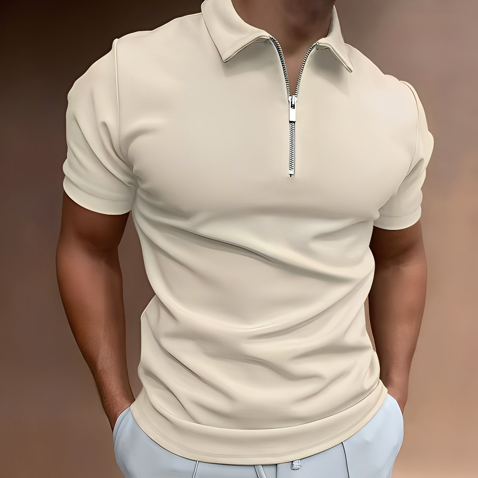 Hubert - Stiloso Polo con Zipper per Uomini