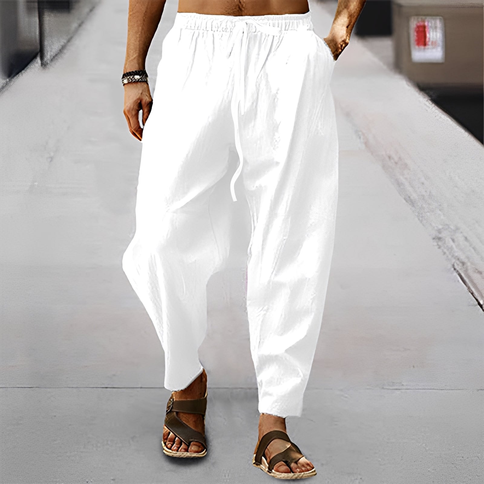 Jaxson - Leggeri Pantaloncini da Spiaggia in Lino per Uomo