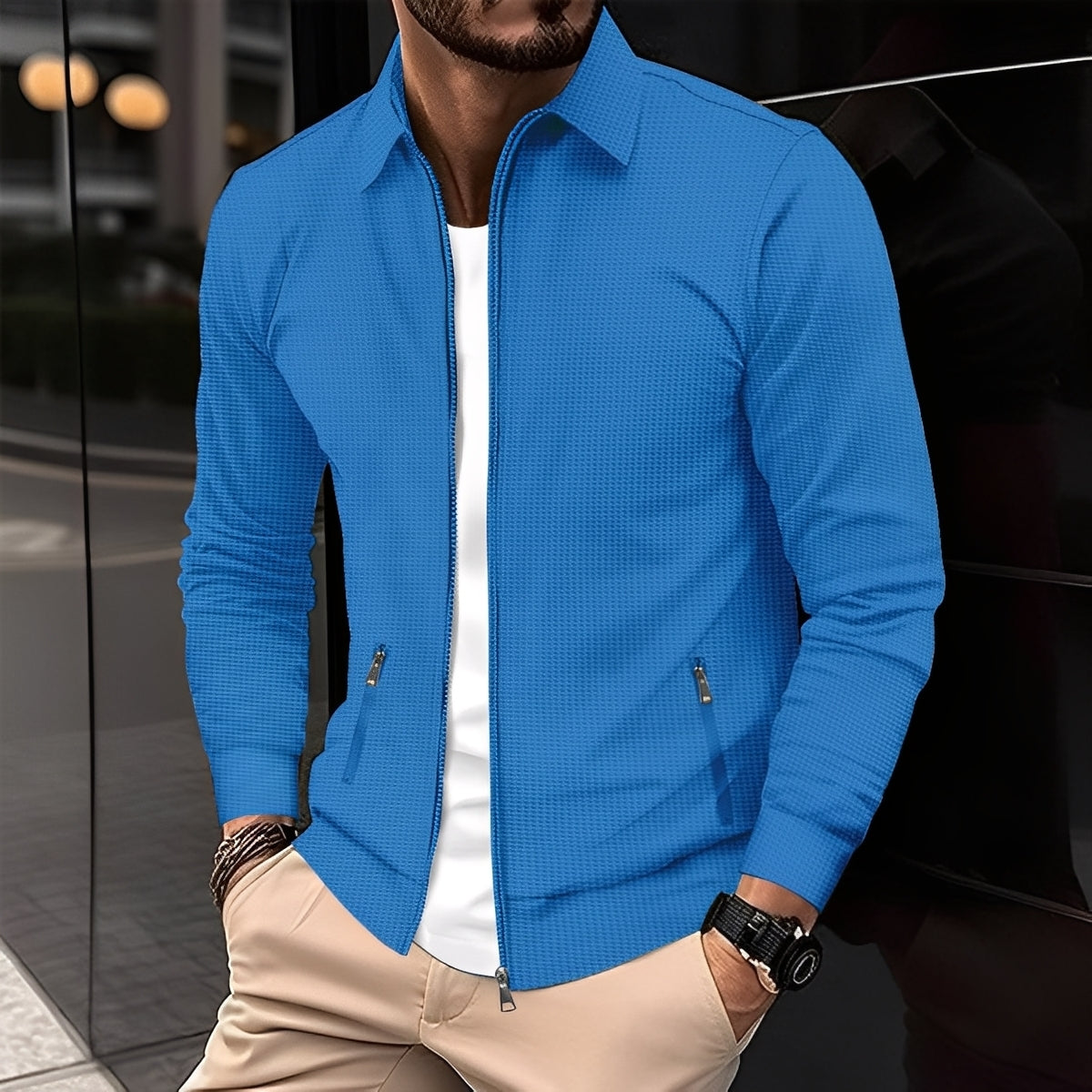 Anthony - Giacca moderna con tasche con zip per uomo