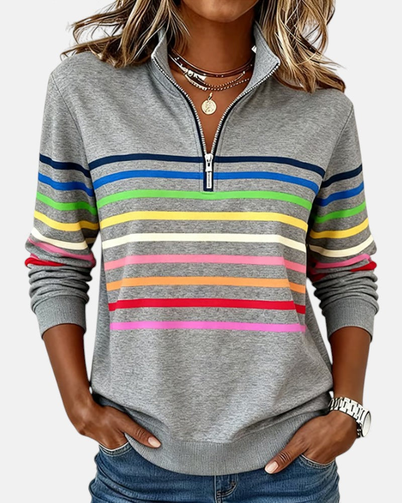 ARIELLA™|FELPA A RIGHE ZIP