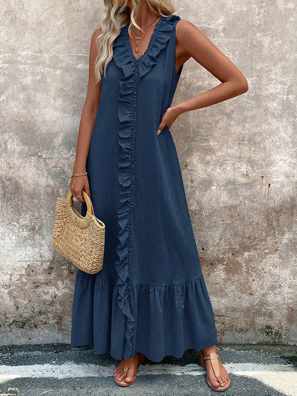 Alba™ | Abito Maxi A-Line con Balze