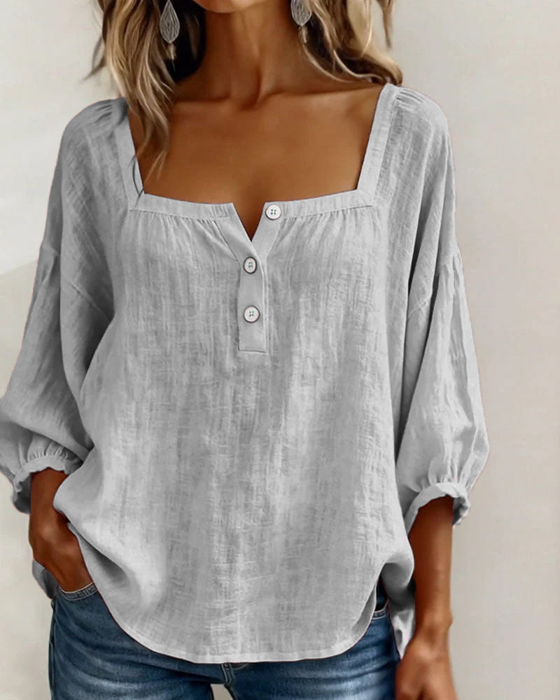 Livia™ | Blusa con scollo quadrato e maniche morbide