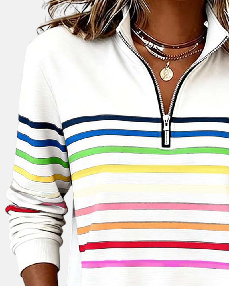 ARIELLA™|FELPA A RIGHE ZIP