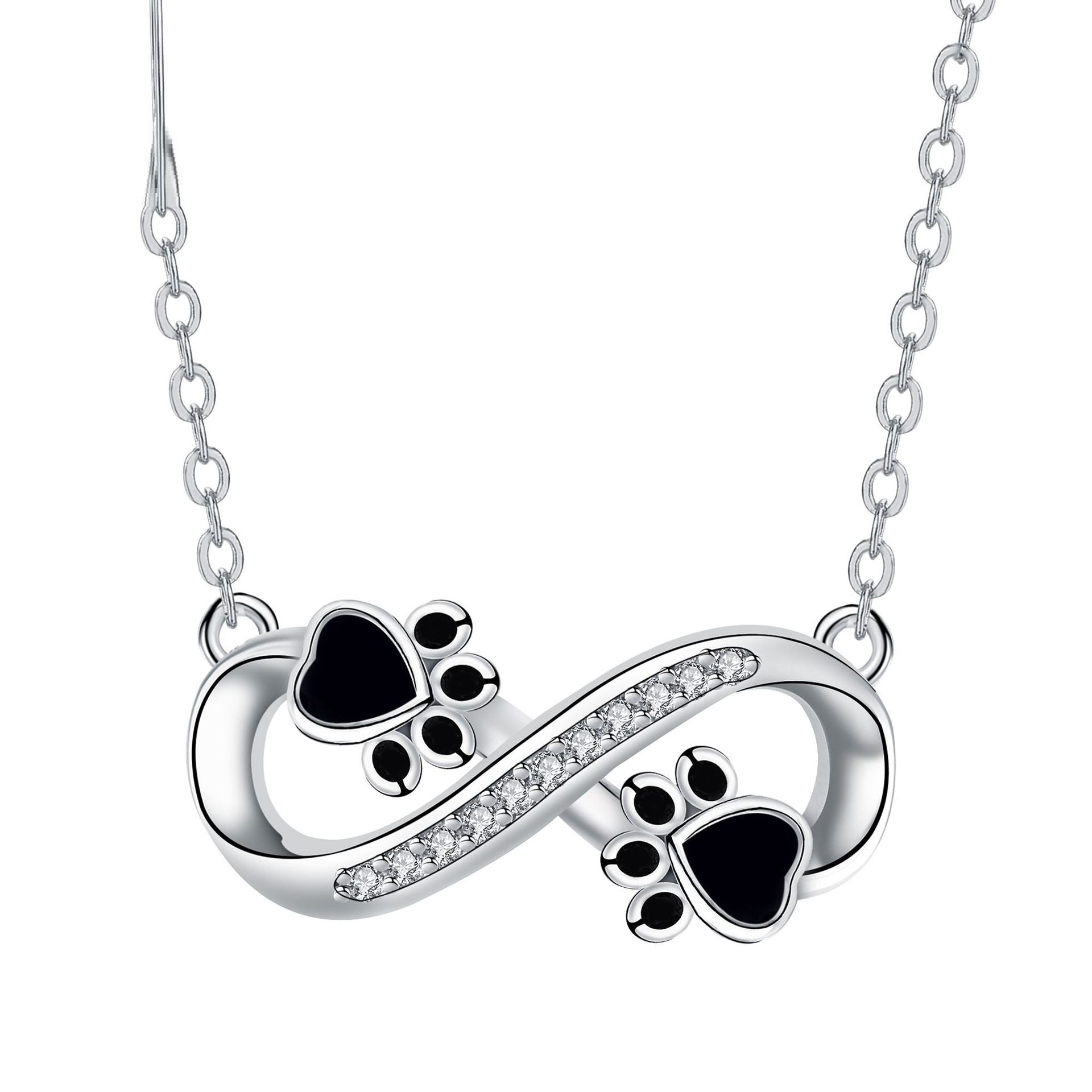 Collana Infinity con impronta di zampa e zirconi